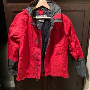 Youth Columbia Red & Gray jacket with hood size 14/16.